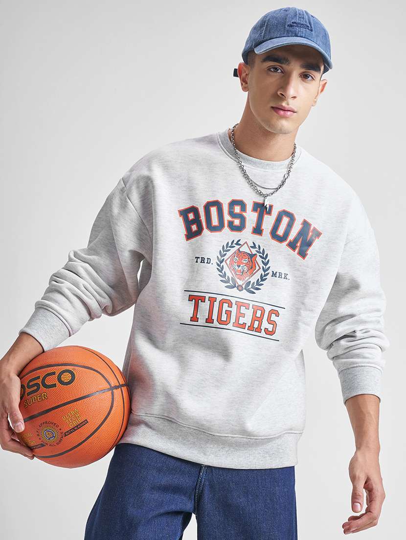 men printed long sleeve regular fit sweatshirt