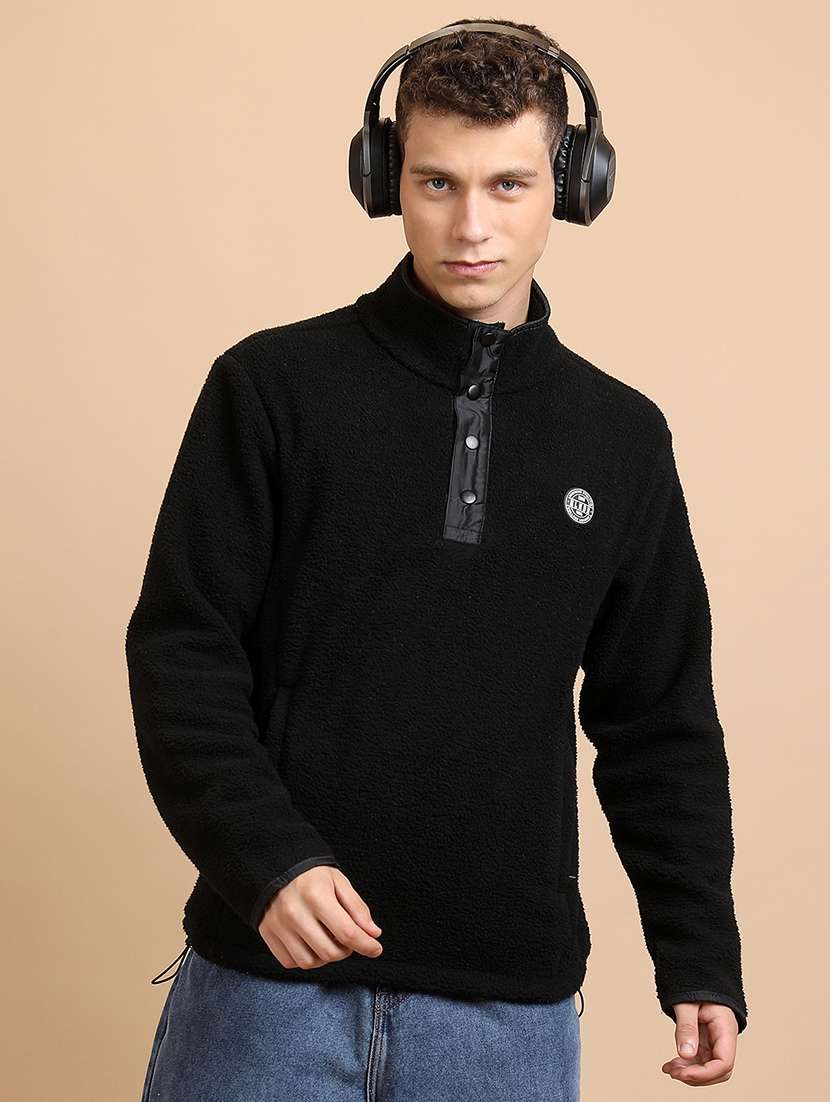 men solid long sleeve regular fit sweatshirt
