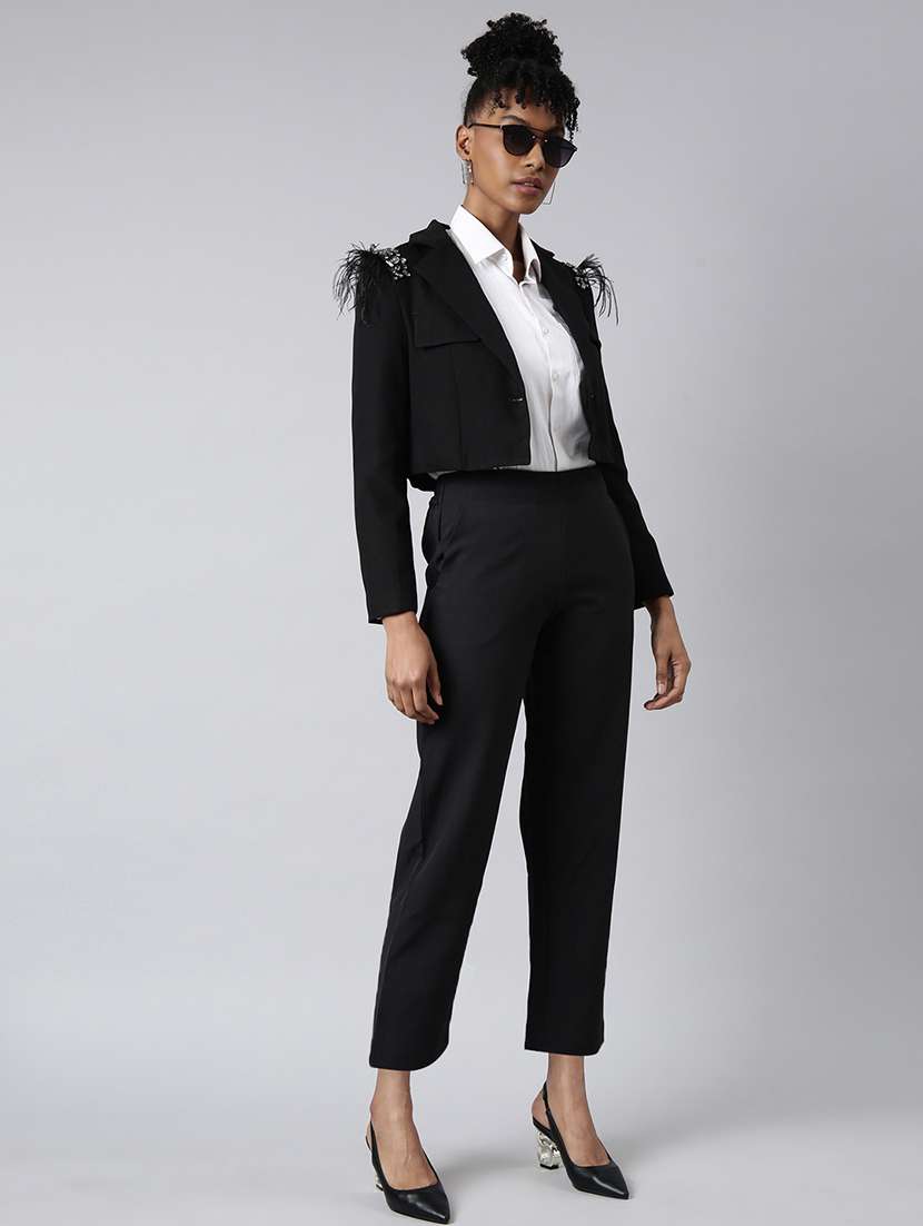 women embellished long sleeves single breasted crop blazer - 22504735 -  Standard Image - 8