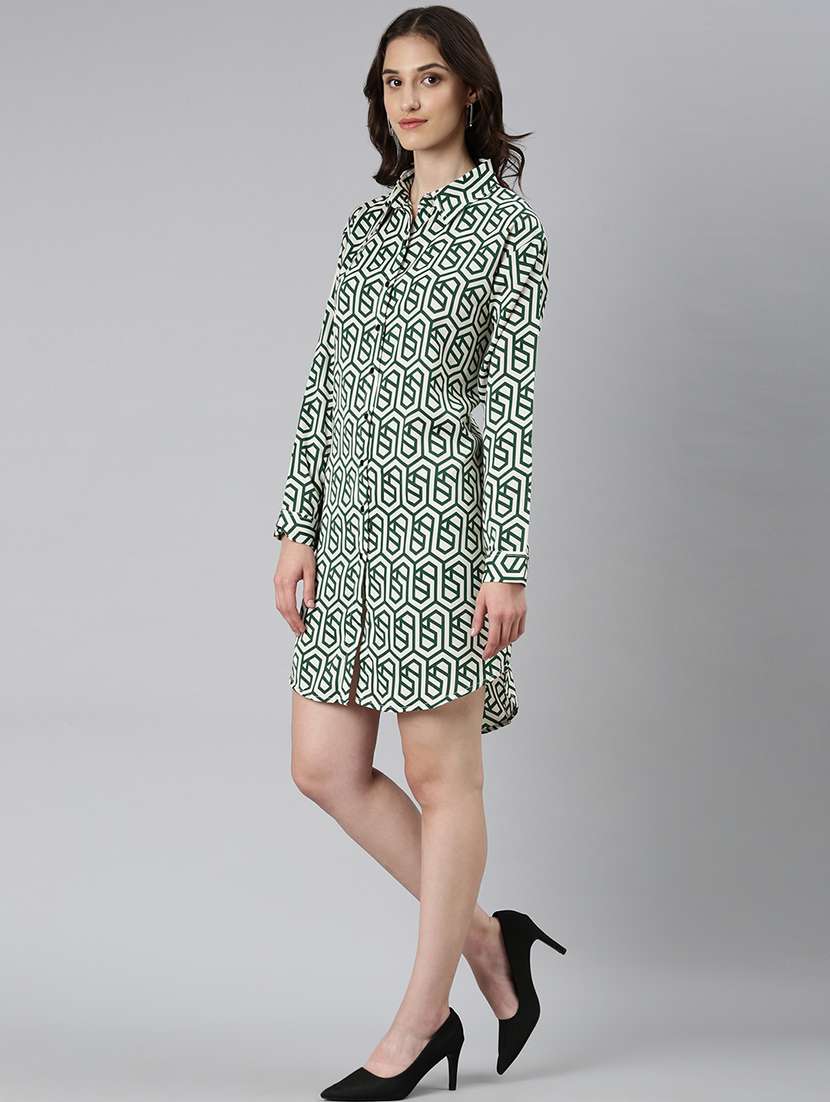 Women Printed Long Sleeves Shirt Dress - 22504760 -  Standard Image - 3