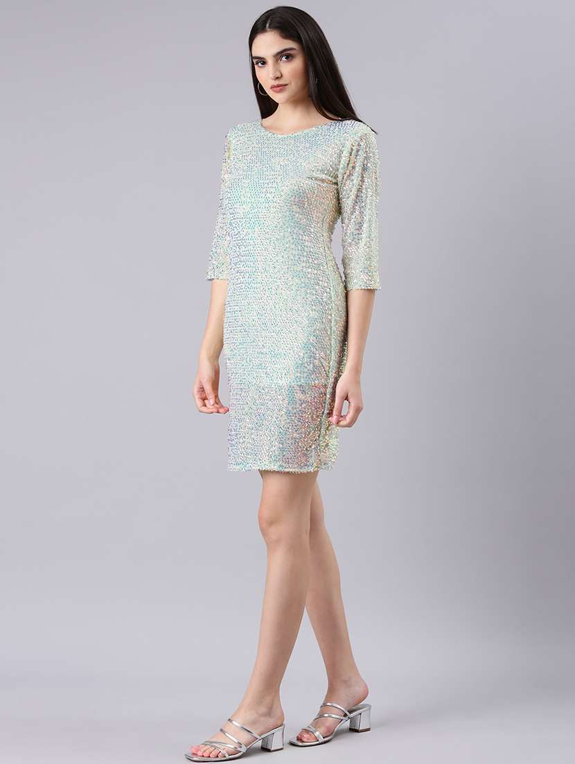 Women Embellished Round Neck Bodycon Dress - 22504767 -  Standard Image - 3