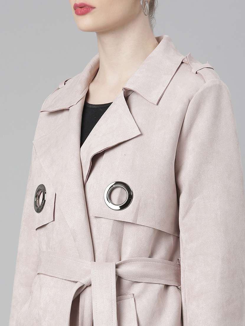 women solid long sleeves overcoat - 22504801 -  Standard Image - 5