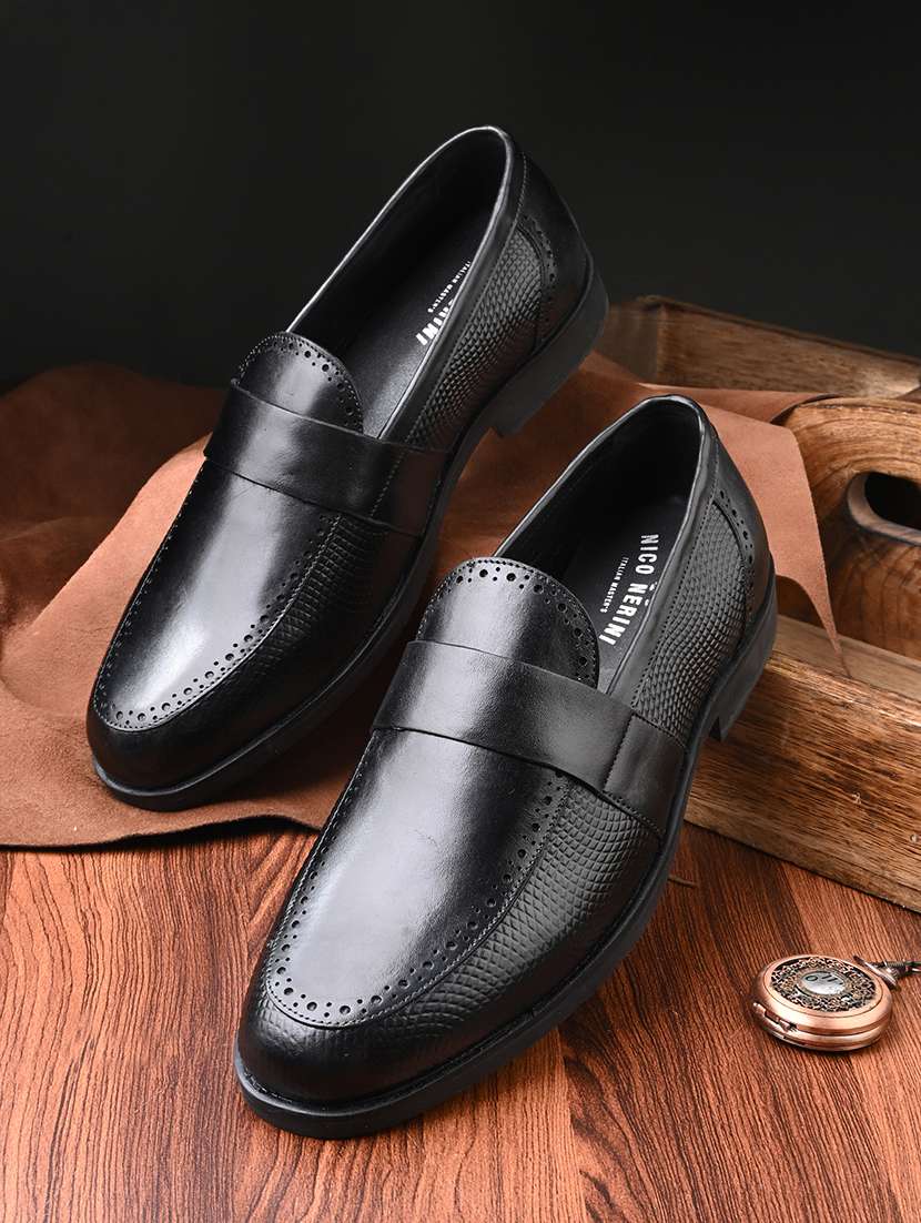 men black slip on brouge