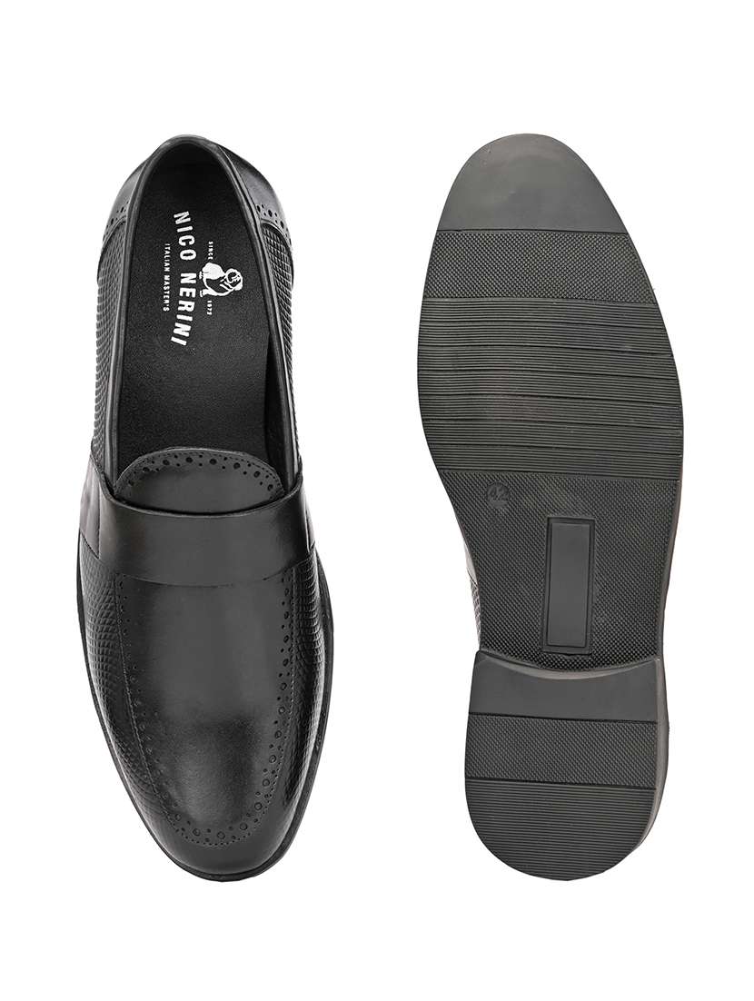 men black slip on brouge - 22504804 -  Standard Image - 3