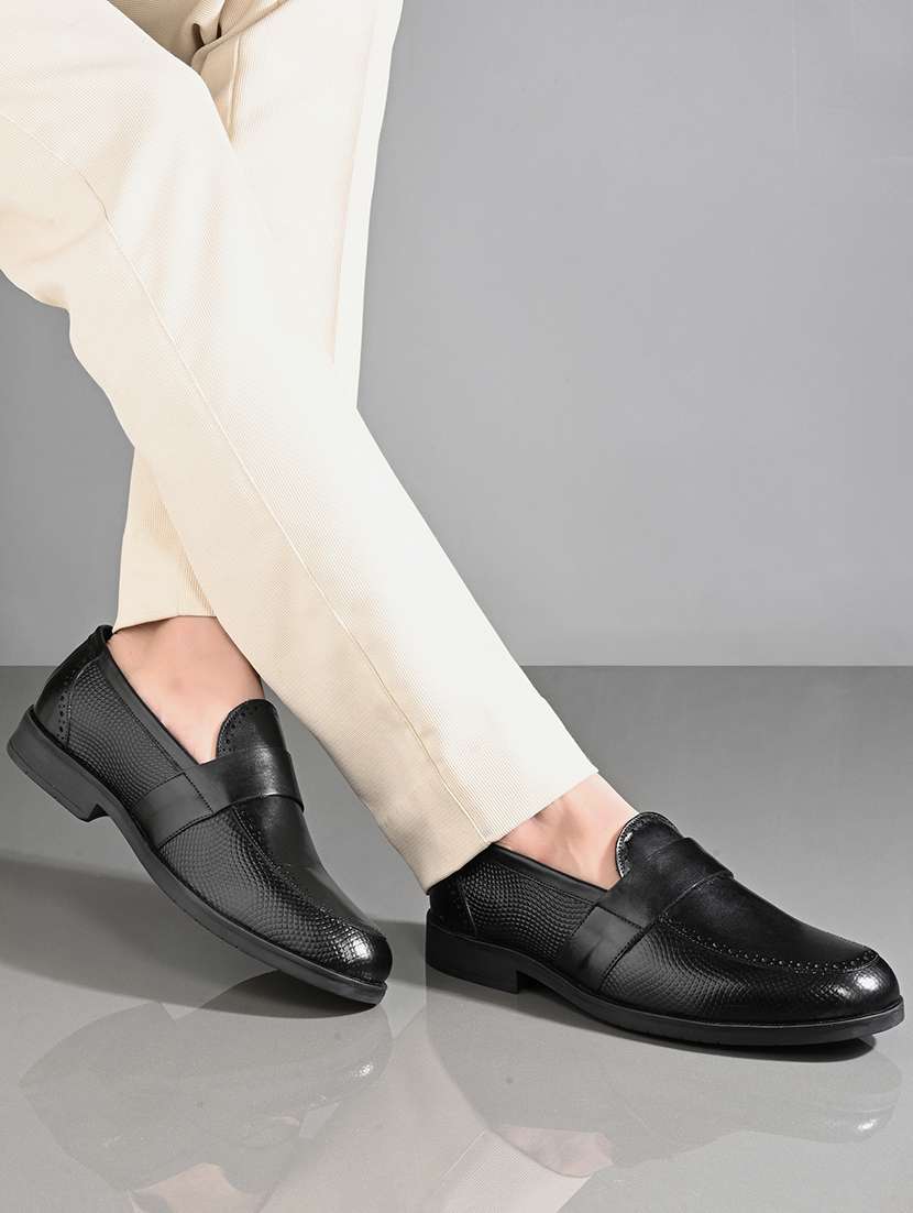men black slip on brouge - 22504804 -  Standard Image - 5