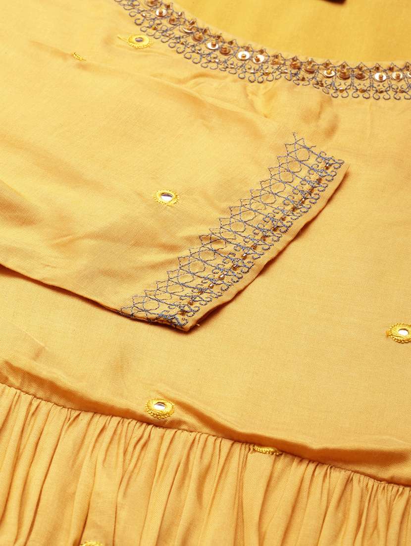 women embroidered round neck tiered kurta - 22504828 -  Standard Image - 8