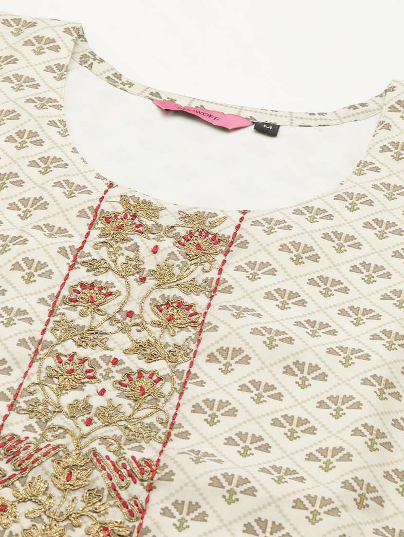 Women Printed Three Quarter Sleeve Kurta Pant Set - 22504852 -  Standard Image - 5
