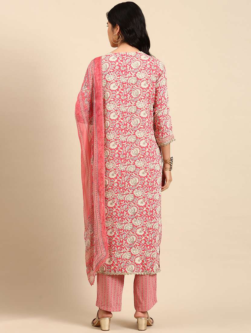 Women Printed Round Neck Kurta And Pant Set With Dupatta - 22504873 -  Standard Image - 3
