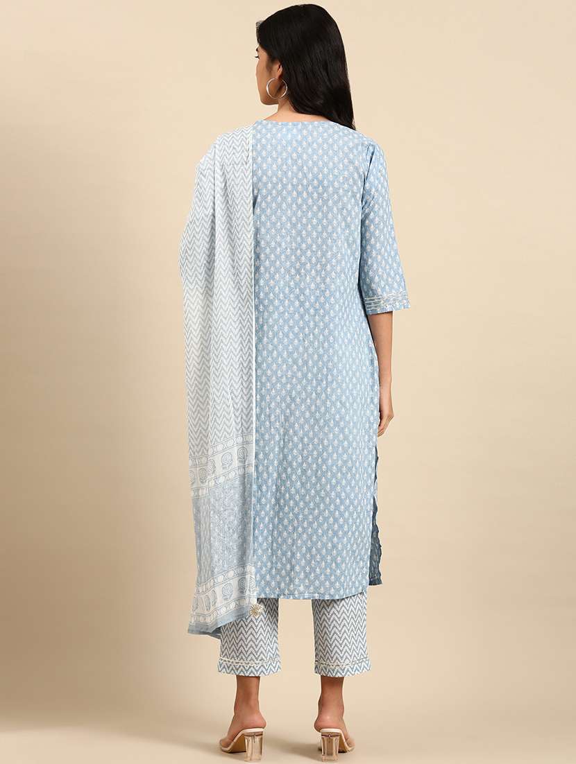 Women Printed Round Neck Kurta And Pant Set With Dupatta - 22504887 -  Standard Image - 3