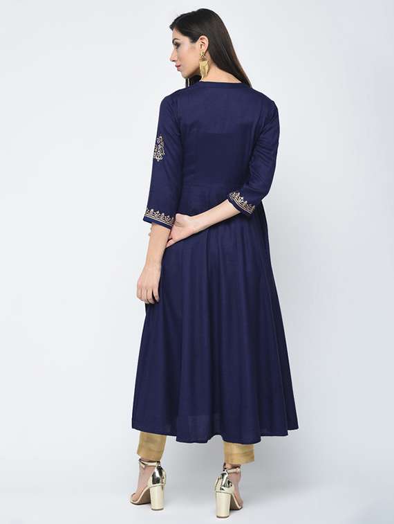 women printed three quarter sleeve anarkali kurta - 22504896 -  Standard Image - 3