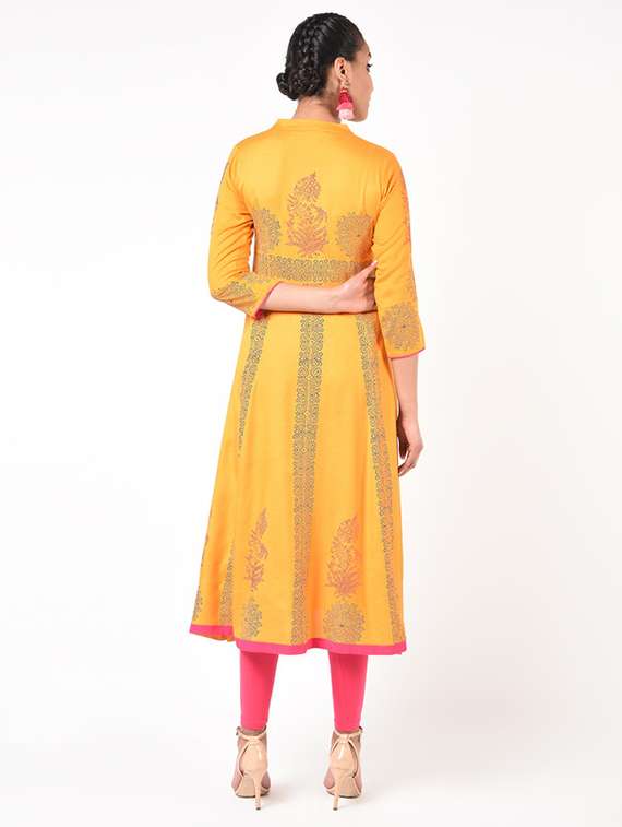 women printed three quarter sleeve anarkali kurta - 22504900 -  Standard Image - 3