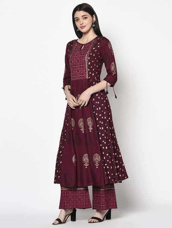 women printed three quarter sleeve anarkali kurta - 22504902 -  Standard Image - 3