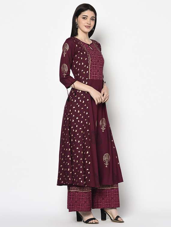 women printed three quarter sleeve anarkali kurta - 22504902 -  Standard Image - 5