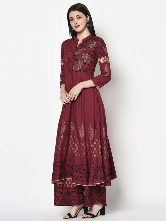 women printed three quarter sleeve anarkali kurta - 22504903 -  Standard Image - 3