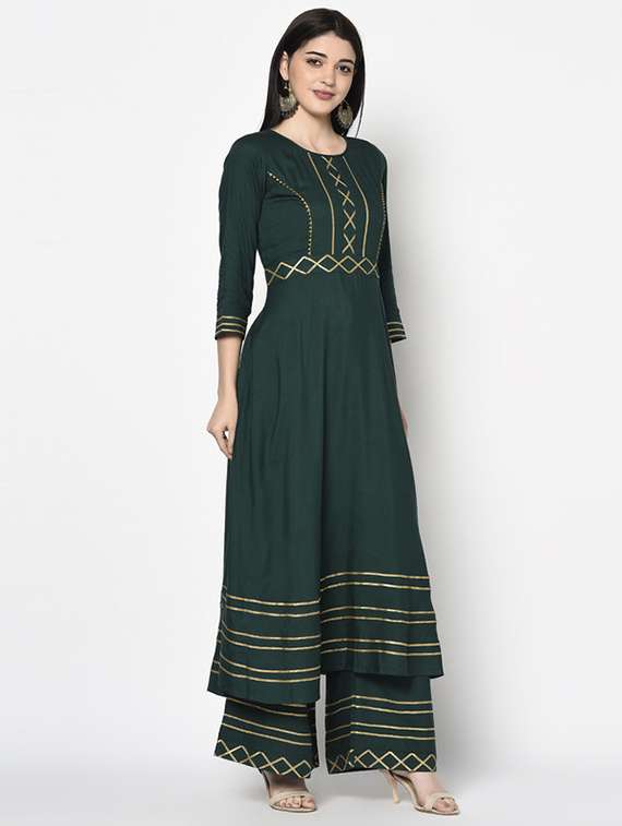 women gota work three quarter sleeve anarkali kurta - 22504905 -  Standard Image - 3