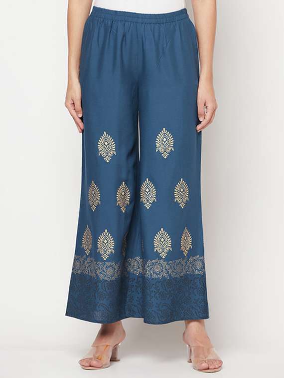Women Printed Three Quarter Sleeve Kurta Palazzo Set - 22504911 -  Standard Image - 5