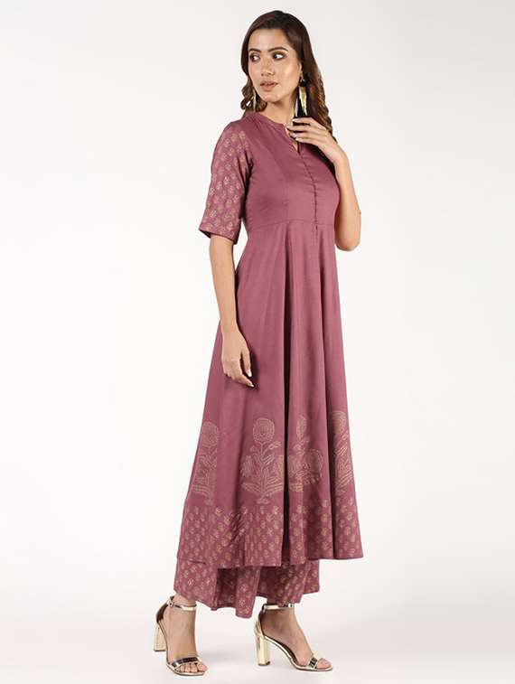 Women Printed Roll Up Sleeve Kurta Palazzo Set - 22504913 -  Standard Image - 3