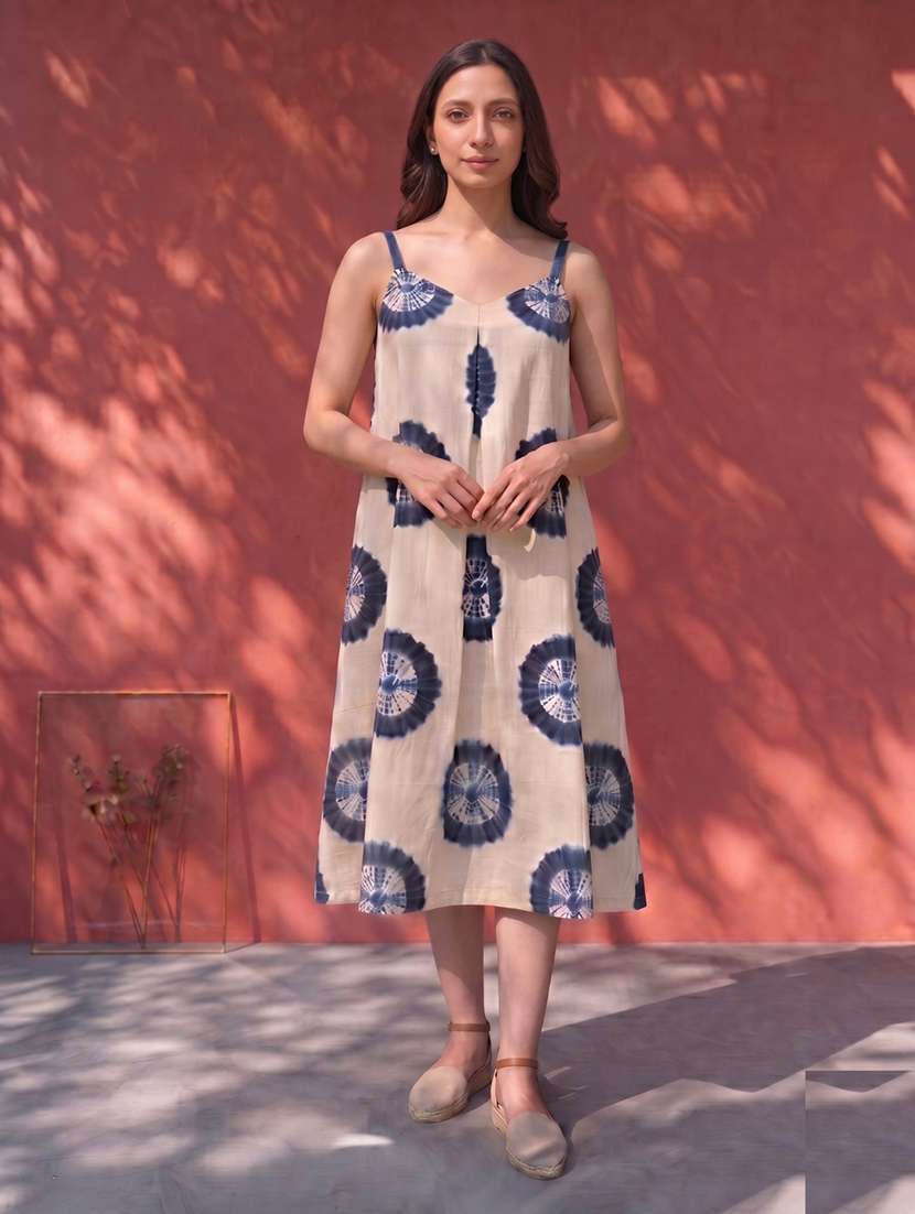 women tie and dye shoulder strap a-line dress - 22504957 -  Standard Image - 3