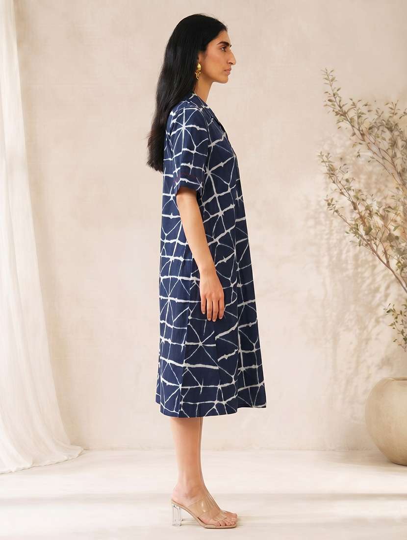 women printed collared a-line dress - 22504958 -  Standard Image - 3