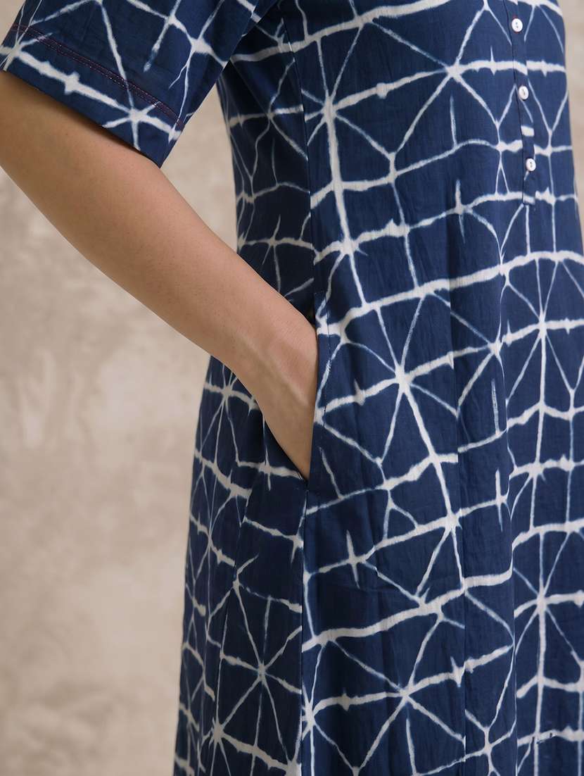 women printed collared a-line dress - 22504958 -  Standard Image - 5