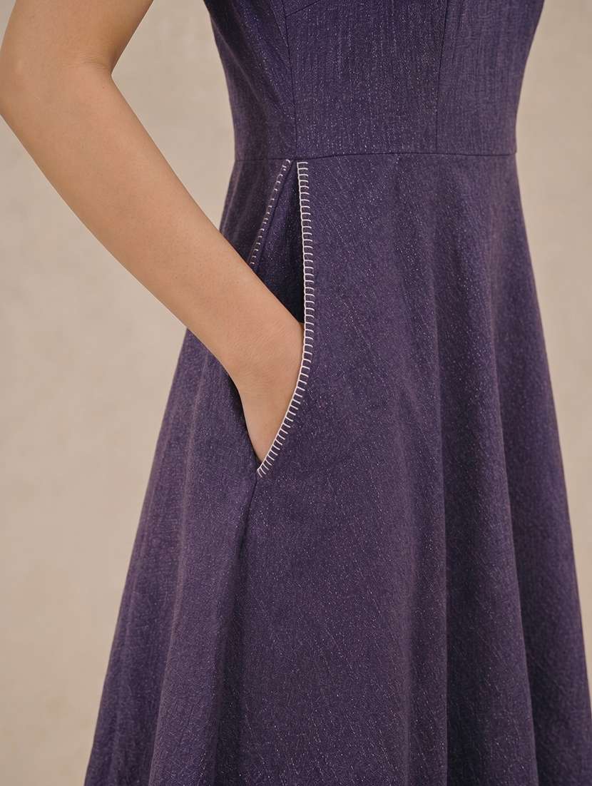 women solid sleeveless fit and flare dress - 22504960 -  Standard Image - 5