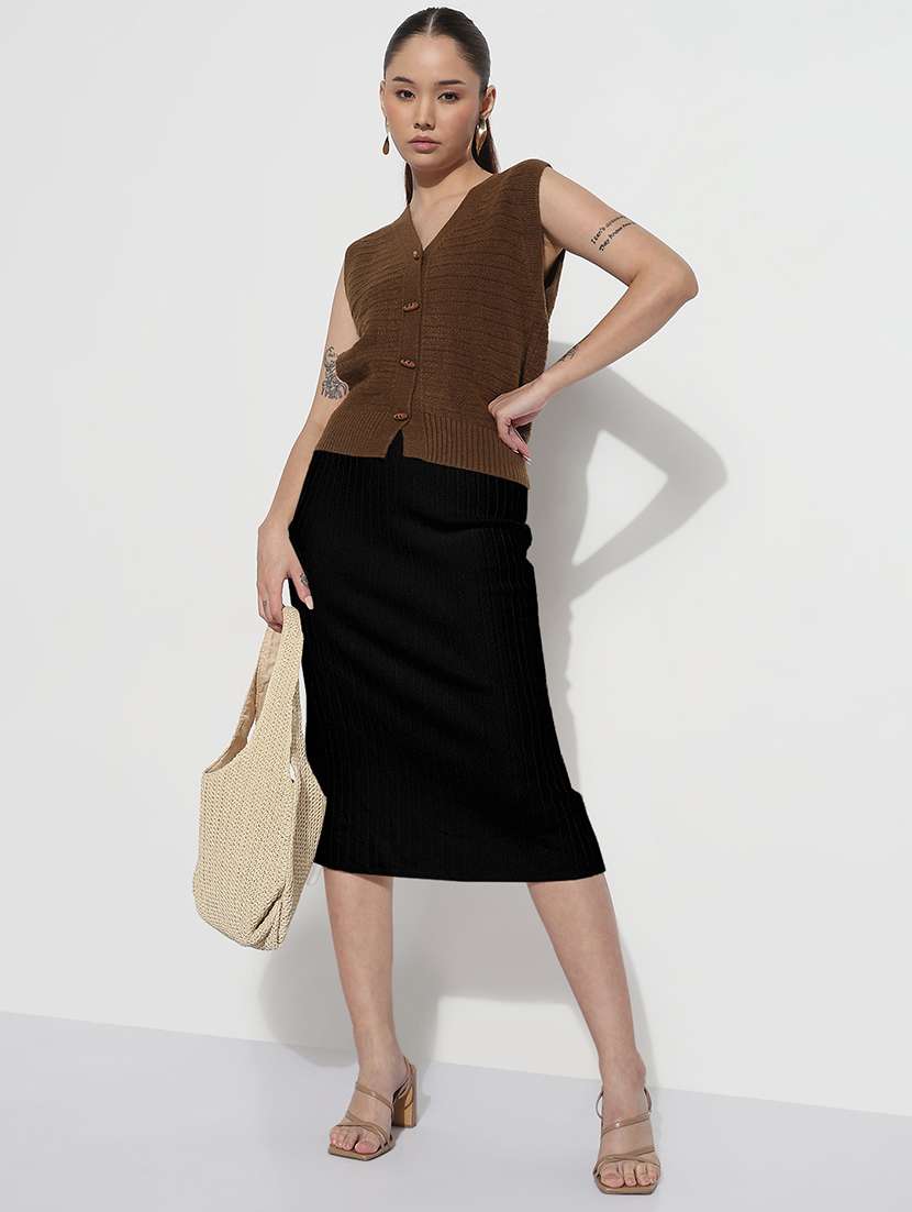 women self design mid rise midi pencil skirt - 22504980 -  Standard Image - 5