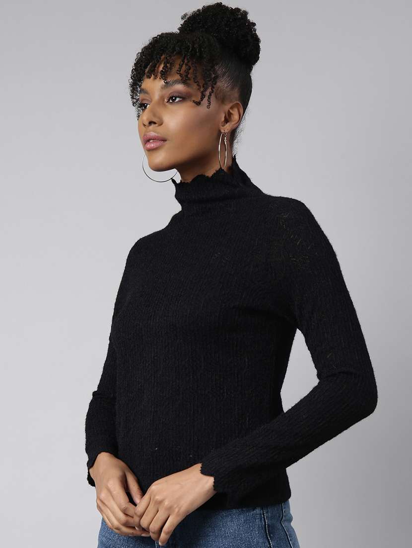 Women Self Design High Neck Regular Top - 22505030 -  Standard Image - 3
