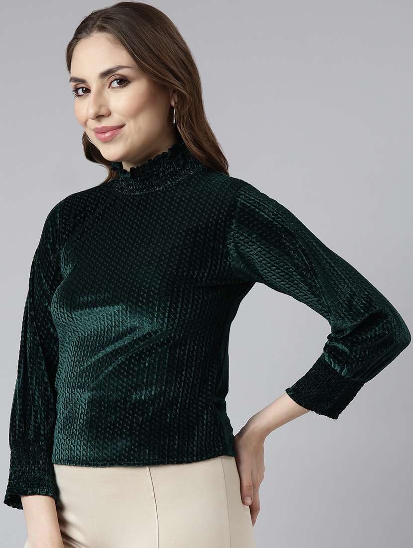 women self design high neck regular top - 22505043 -  Standard Image - 3