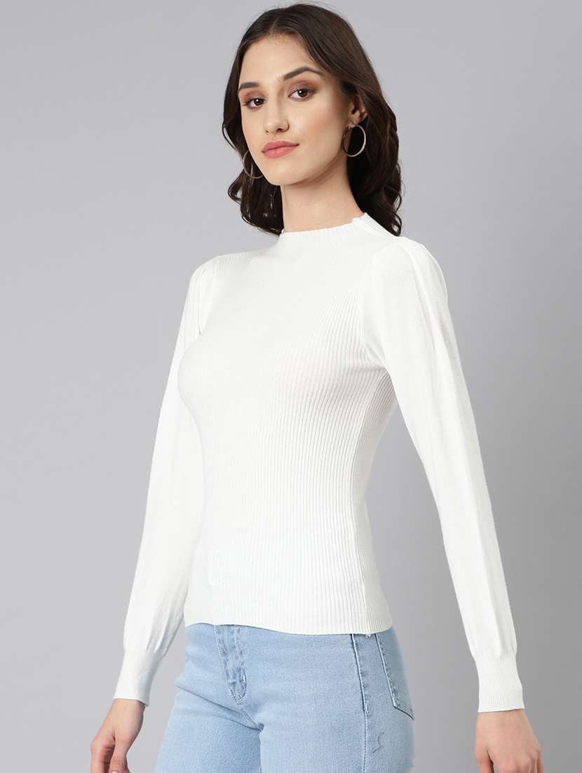 Women Solid Mock Neck Long Sleeves Regular Top - 22505048 -  Standard Image - 3