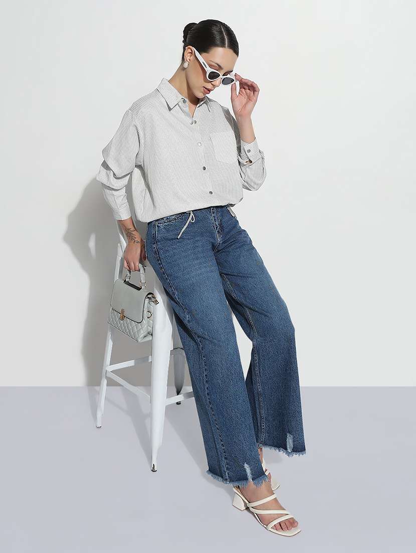 women striped long sleeves regular shirt - 22505050 -  Standard Image - 5