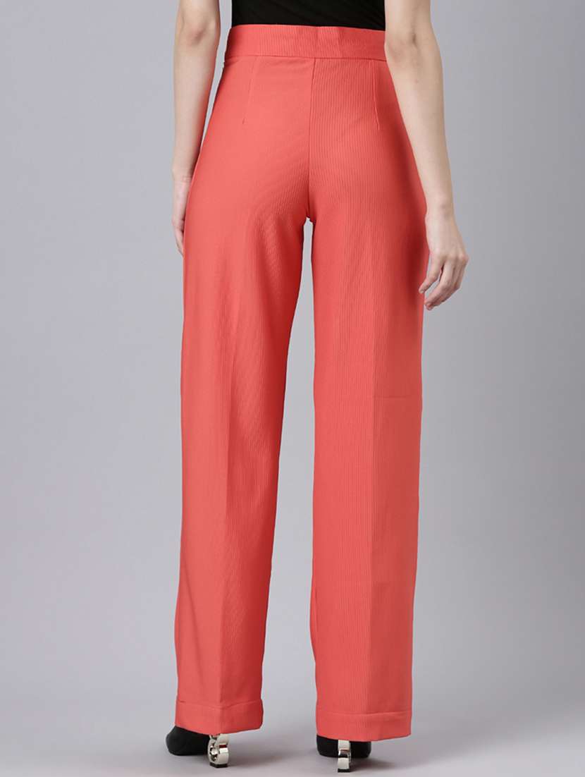 women self design mid rise straight fit trouser - 22505057 -  Standard Image - 3