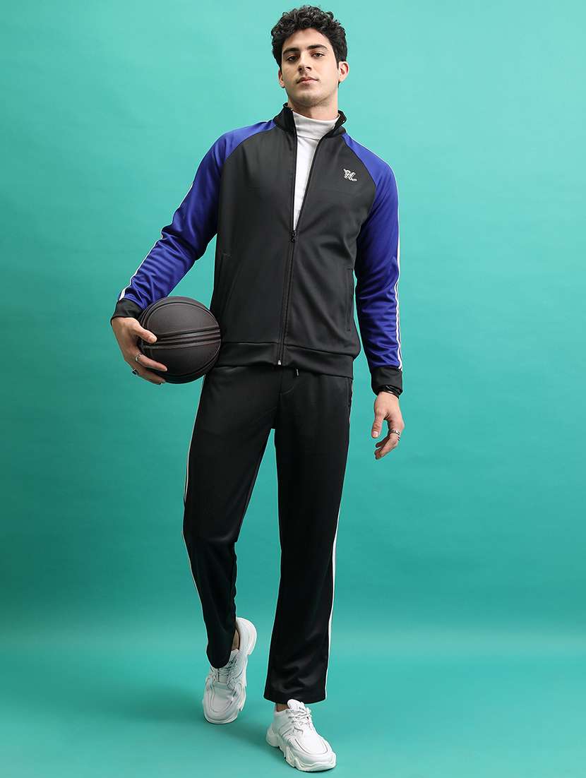 men color block long sleeve full length track suit