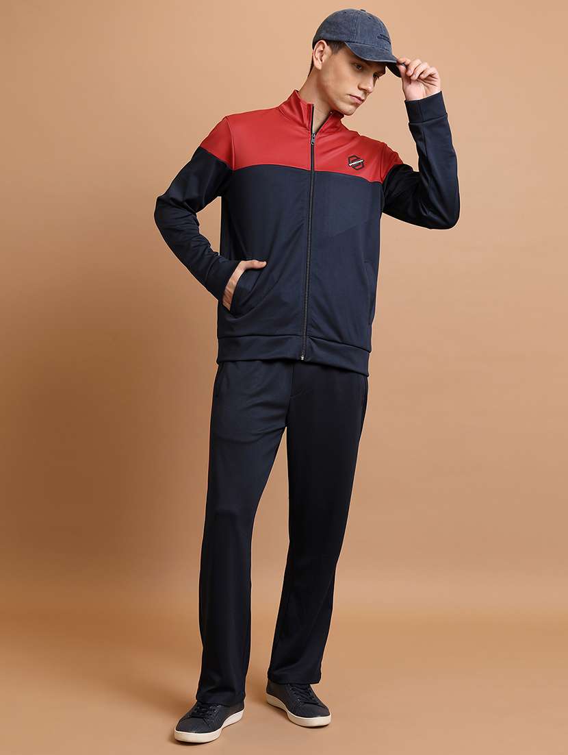 men color block long sleeve full length track suit