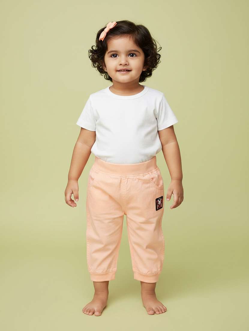 girls patched mid rise joggers