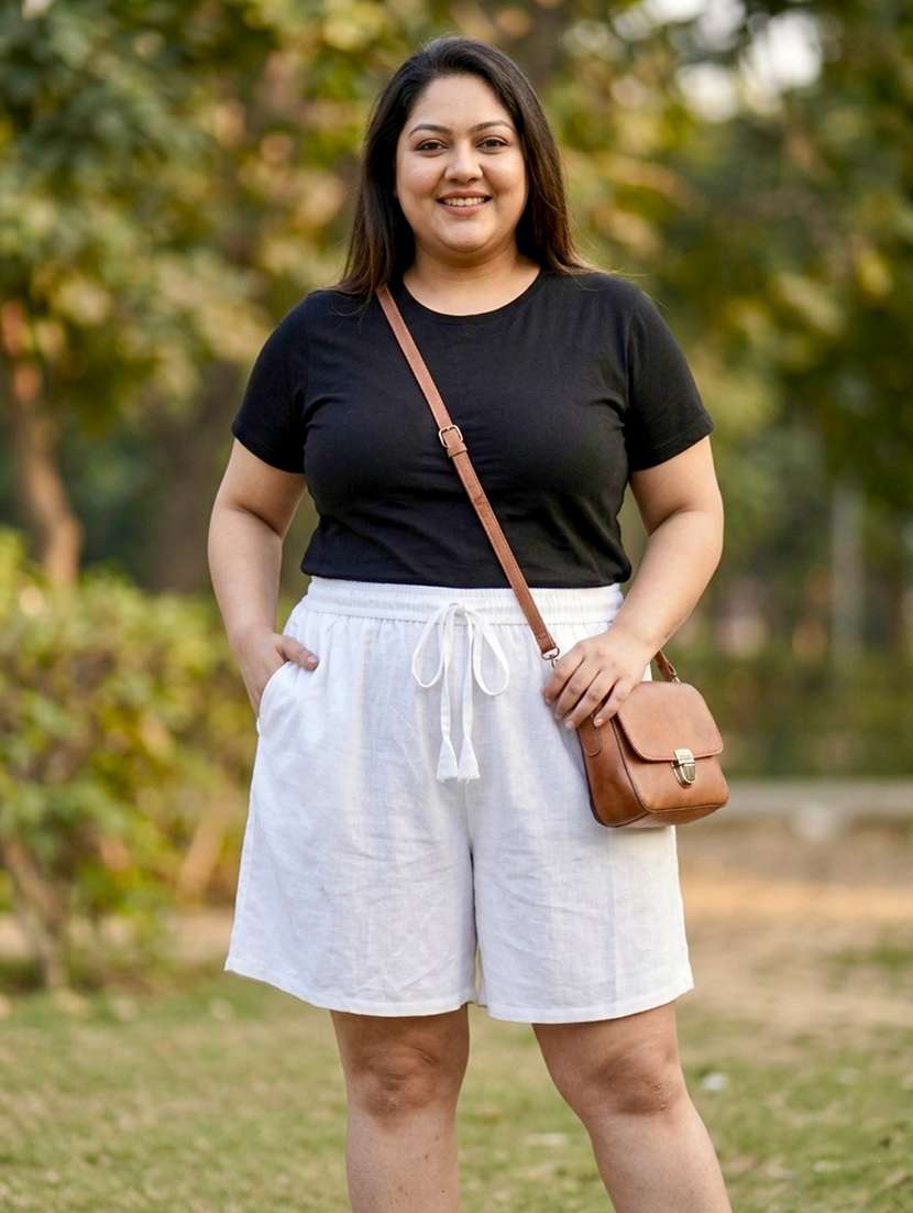 women solid mid rise regular shorts
