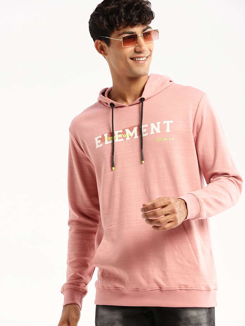 peach cotton chest print sweatshirt