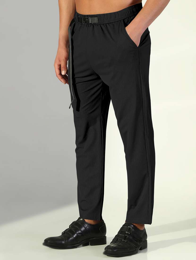 men solid low rise flat front casual trouser - 22505179 -  Standard Image - 3