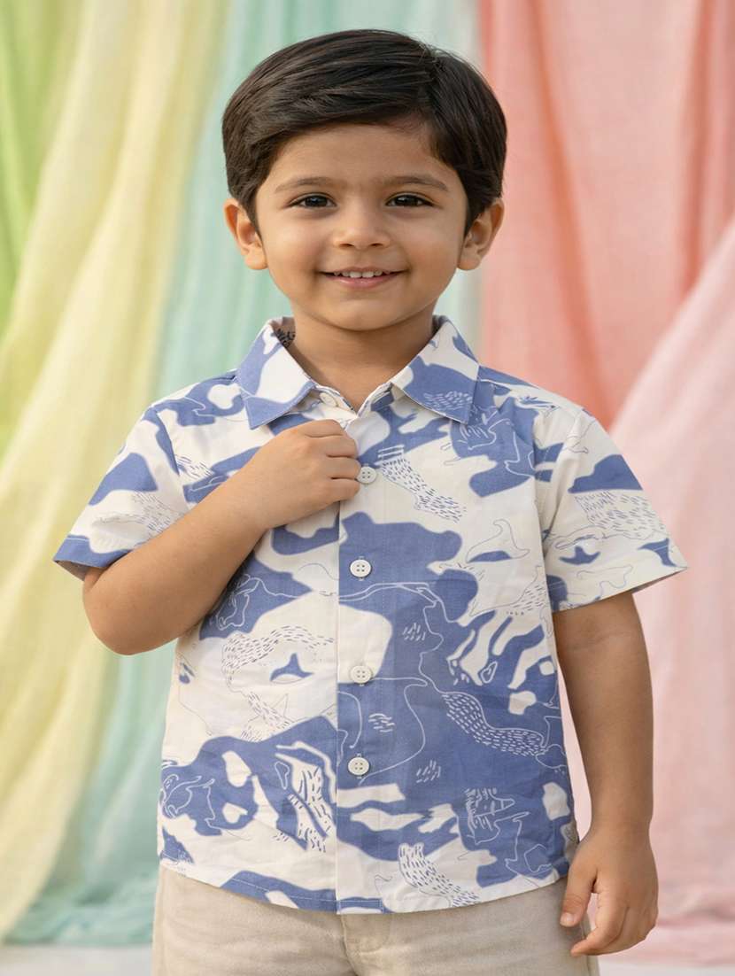 boys printed short sleeve casual shirt