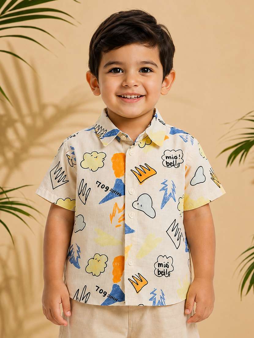 boys printed short sleeve casual shirt
