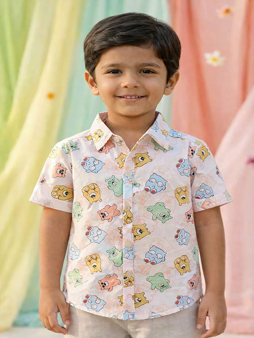 boys printed short sleeve casual shirt