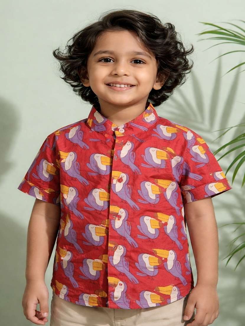 boys printed short sleeve casual shirt