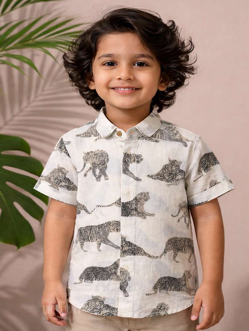 boys printed short sleeve casual shirt