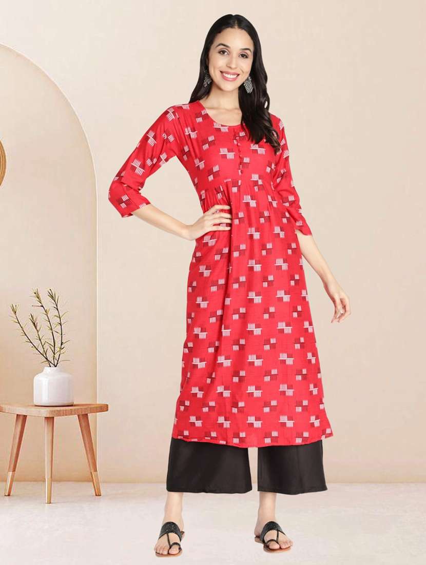 women printed round neck kurta and pant set