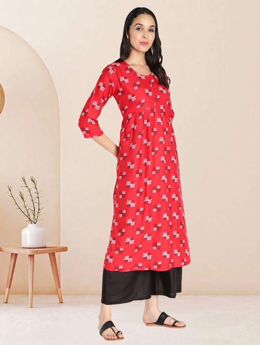 women printed round neck kurta and pant set - 22505217 -  Standard Image - 3