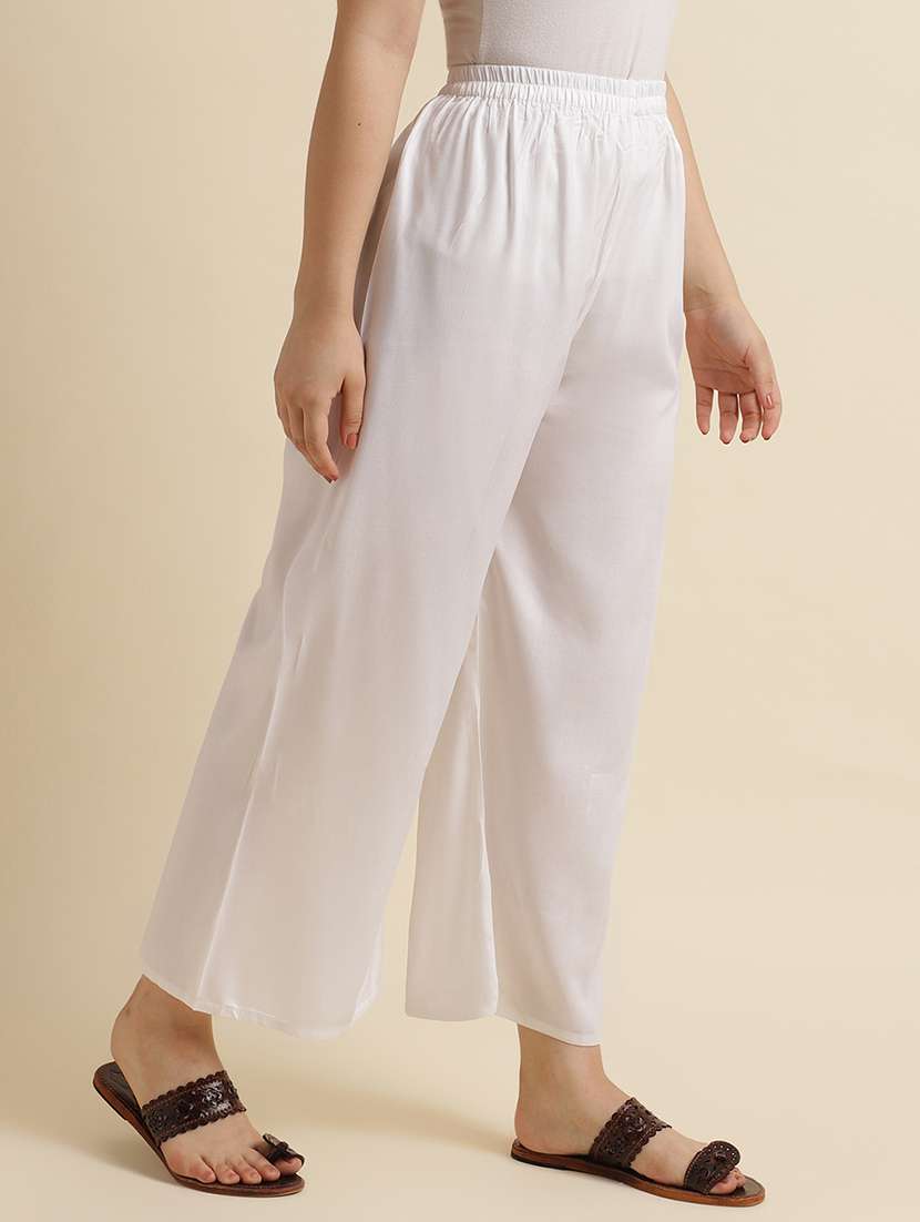 women solid mid rise straight fit palazzo - 22505224 -  Standard Image - 3