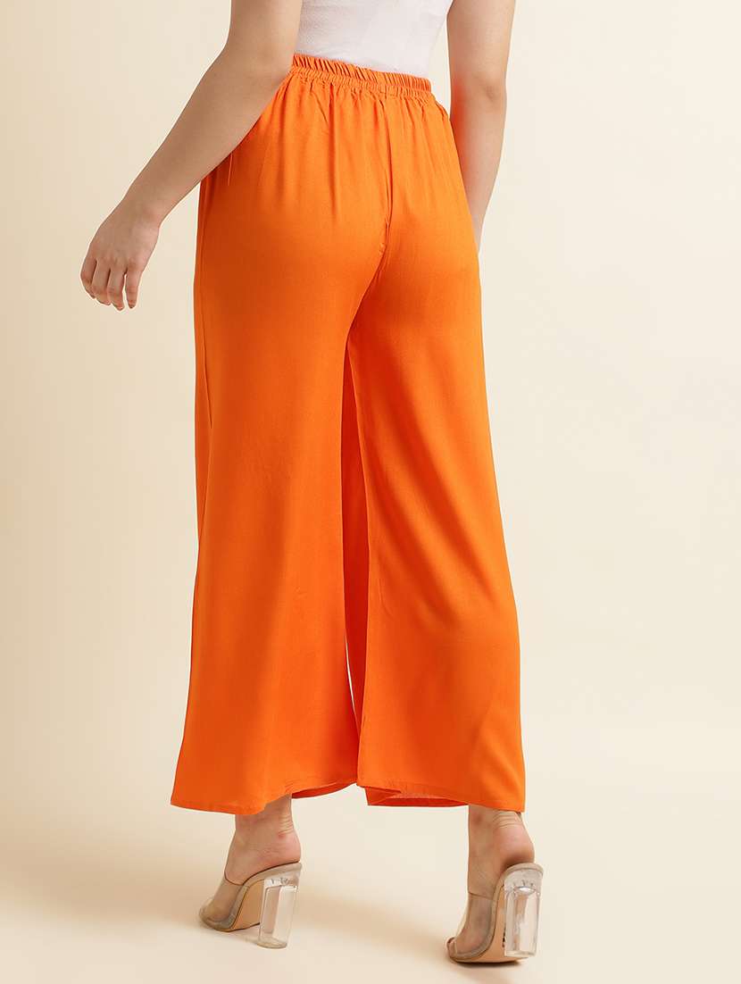 women solid mid rise relaxed fit palazzo - 22505230 -  Standard Image - 5