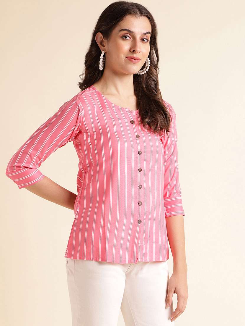women striped round neck regular top - 22505237 -  Standard Image - 3