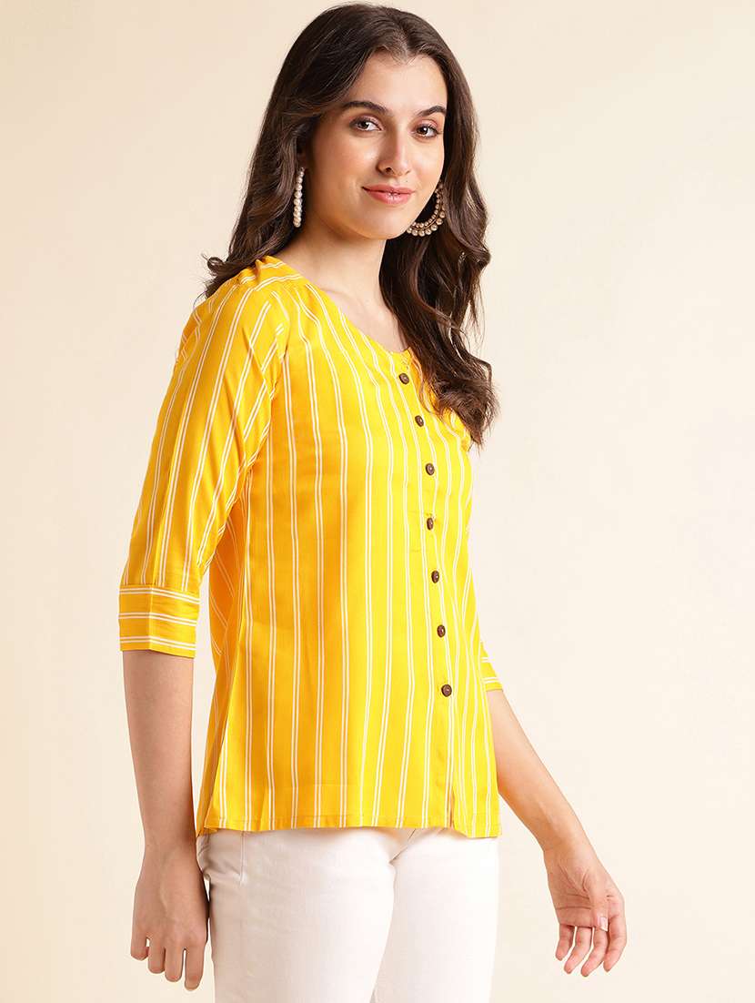 women striped round neck regular top - 22505239 -  Standard Image - 3