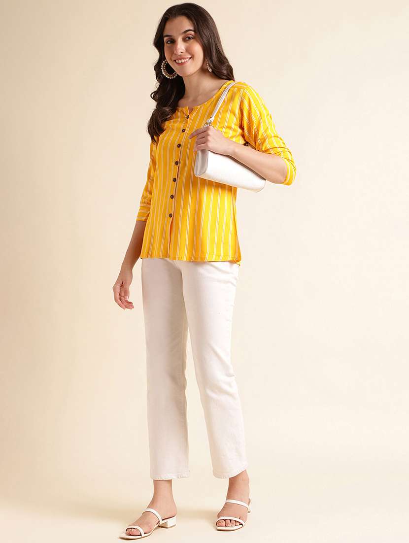 women striped round neck regular top - 22505239 -  Standard Image - 5