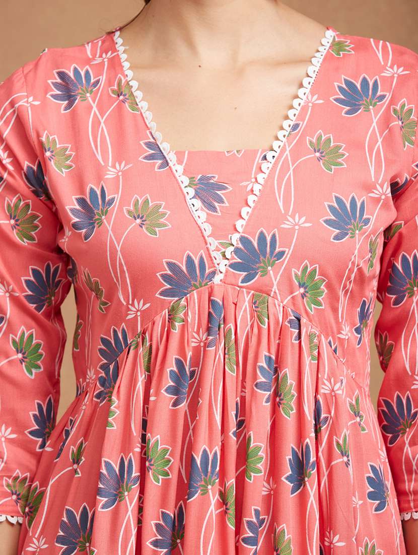 women printed square neck flared kurta - 22505252 -  Standard Image - 5